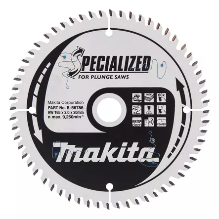 Makita PyÃ¶rÃ¶sahanterÃ¤ Ã˜165 x 20 x 2,0 mm, Z-60 MDF erittÃ¤in siisti sahaus (B-56786) - Pyörösahanterät puulle - 103810 - 1