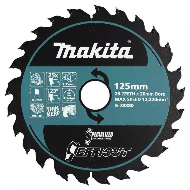 Makita E-28880 Efficut pyÃ¶rÃ¶sahanterÃ¤ puulle (125 x 20 x 1,35 mm, Z-25) - Pyörösahanterät puulle - E-28880 - 1