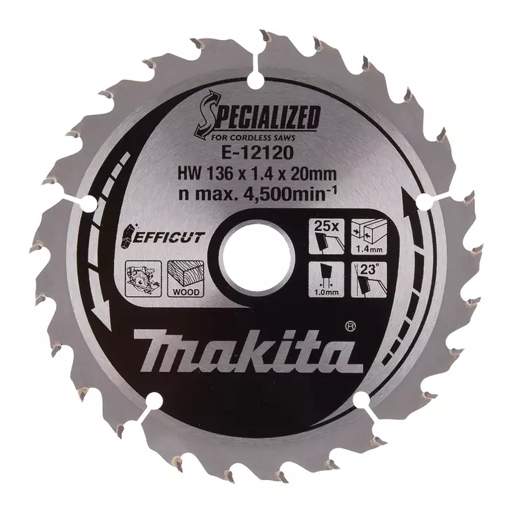 Makita pyörösahanterä 136x20x1,4 mm, Z-25, EFFICUT (E-12120) - Pyörösahanterät puulle - E-12120 - 1