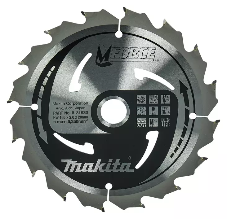 Makita PyÃ¶rÃ¶sahanterÃ¤ Ã˜165 x 20 x 2,0 mm, Z-16 puulle (B-31930) - Pyörösahanterät puulle - 100330 - 1