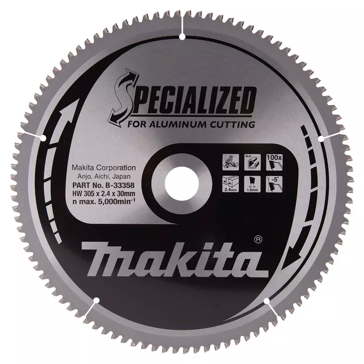 Makita PyÃ¶rÃ¶sahanterÃ¤ Ã˜305 x 30 x 2,3 mm, Z-100 (B-33358) - Pyörösahanterät alumiinille - 100310 - 1