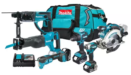 Makita DLX6141TX1 18V LXT -akkukonesarja (6 konetta, 3x 5.0Ah, DC18RC & kangaslaukku) - Makita Akkukonesarjat - DLX6141TX1 - 1