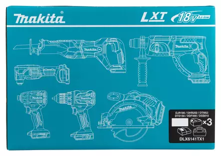 Makita DLX6141TX1 18V LXT -akkukonesarja (6 konetta, 3x 5.0Ah, DC18RC & kangaslaukku) - Makita Akkukonesarjat - DLX6141TX1 - 2