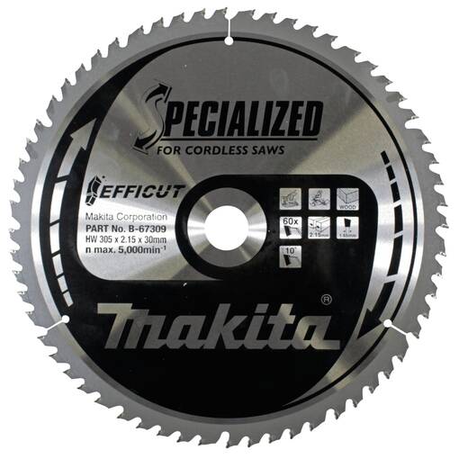 Makita Pyörösahanterä Ø305 x 30 x 2,15 mm, Z-60 B-67309 - Pyörösahanterät puulle - 103921 - 1