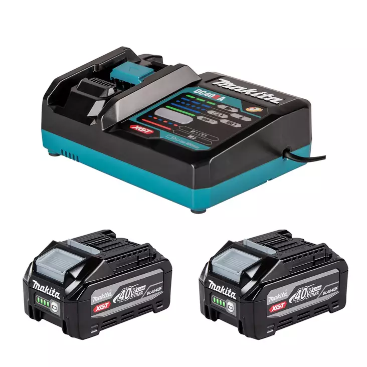 Makita 1916Y1-1 PowerPack XGT 40V – Sisältää 2 x 4,0 Ah High Power -akkua (BL4040F) ja pikalaturin - Makita akkutyökalujen laturit - 1916Y1-1 - 1