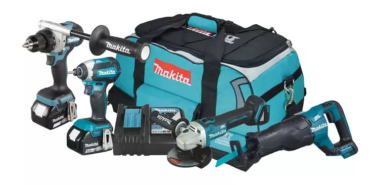 Makita Akkukonesarja 18V LXT | DLX4157TX1 (4 Konetta: DDF486, DTD153, DGA504, DJR187 + 2x 5.0Ah) - Makita Akkukonesarjat - DLX4157TX1 - 1