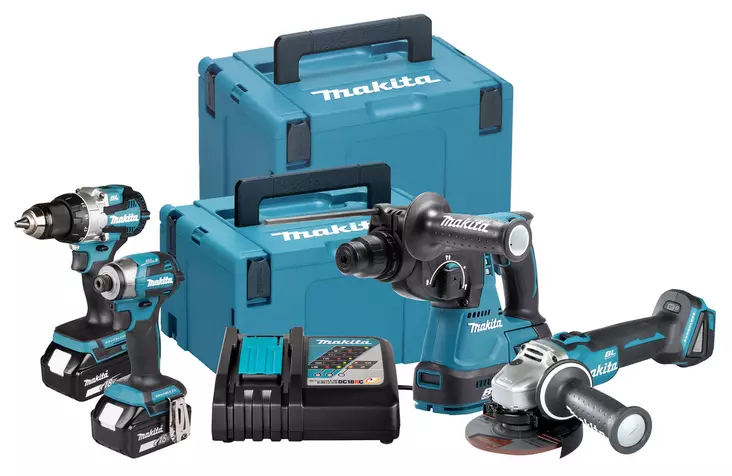 Makita Akkukonesarja 18V LXT | DLX4200JX1 (4 Konetta: DDF489, DTD173, DHR242, DGA504 + 2x 5.0Ah) - Makita Akkukonesarjat - DLX4200JX1 - 1