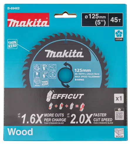 Makita B-69462 Efficut pyÃ¶rÃ¶sahanterÃ¤ puulle (125 x 20 x 1,4 mm, Z-45) - Pyörösahanterät puulle - B-69462 - 2