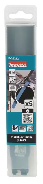 Makita PuukkosahanterÃ¤ JR003G-sahalle | Kaareva 145mm BiM (Nopea & Vahva) 5 kpl - Puukkosahanterät metallille - E-26222 - 2