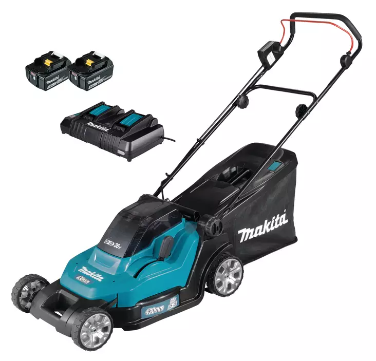 Makita DLM432PT2 Akkuruohonleikkuri Paketti - Tehokasta ja vaivatonta nurmikonhoitoa! - Ruohonleikkurit - DLM432PT2 - 1