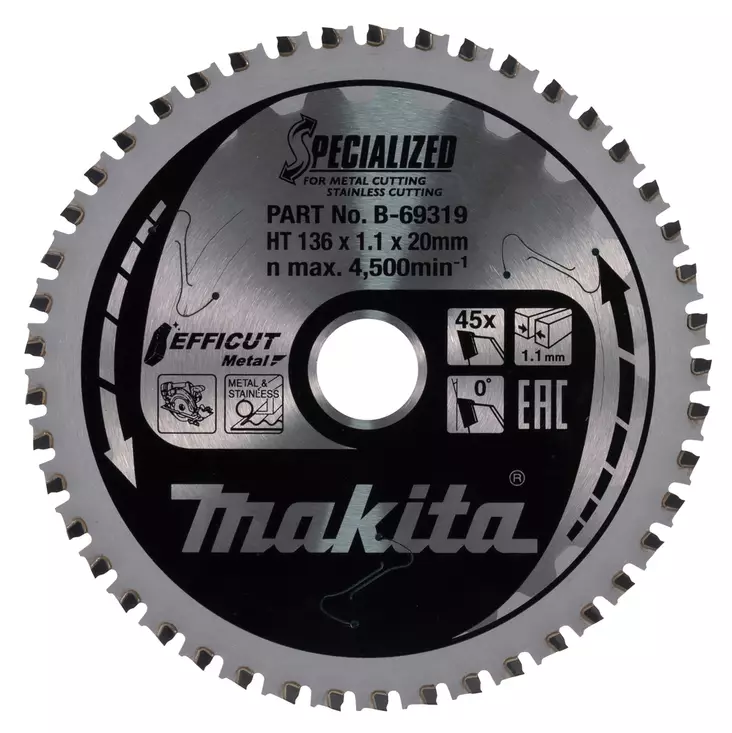 Makita PyÃ¶rÃ¶sahanterÃ¤ 136 x 20 x 1,1 mm, Z-45 RST EFFICUT (B-69319) - Pyörösahanterät metallille - 104042 - 1
