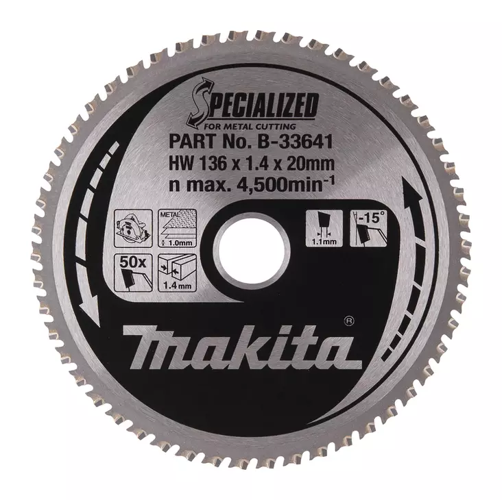 Makita PyÃ¶rÃ¶sahanterÃ¤ Ã˜136 x 20 x 1,4 mm, Z-50 (B-33641) - Pyörösahanterät metallille - 100312 - 1
