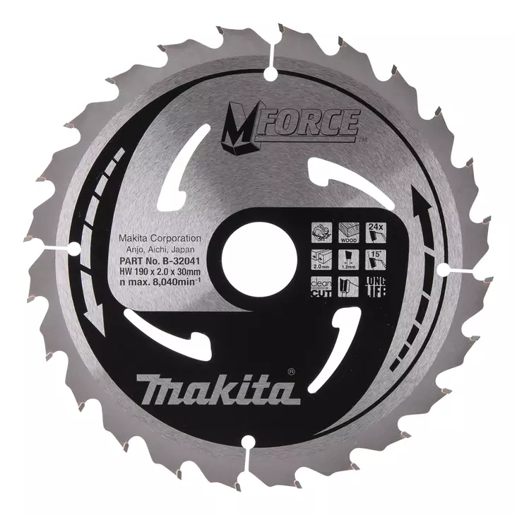 Makita PyÃ¶rÃ¶sahanterÃ¤ 190 x 30 x 2,0 mm, Z-24 puulle, keskihieno sahaus (B-32041) - Pyörösahanterät puulle - 100342 - 1