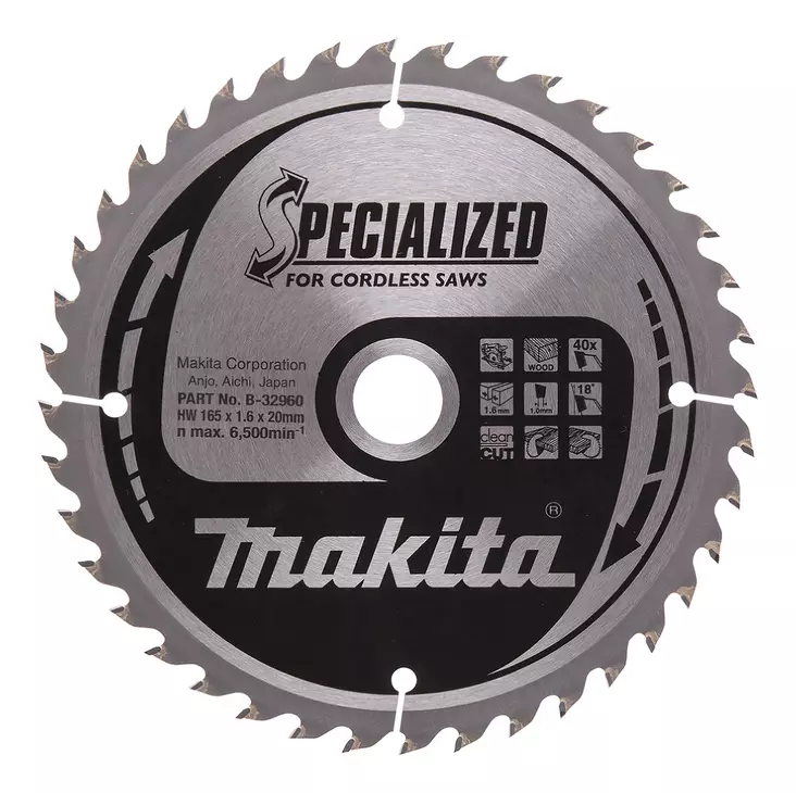 Makita PyÃ¶rÃ¶sahanterÃ¤ Ã˜165 x 20 x 1,6 mm, Z-40 puulle (B-32960) - Pyörösahanterät puulle - 100333 - 1