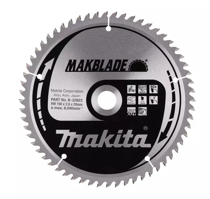 Makita PyÃ¶rÃ¶sahanterÃ¤ Ã˜190 x 20 x 2,0 mm, Z-60 puulle (B-32823) - Pyörösahanterät puulle - 100353 - 1