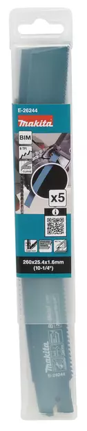 Makita PuukkosahanterÃ¤ JR003G-sahalle | Kaareva 260mm BiM (Nopea & PitkÃ¤) 5 kpl - Puukkosahanterät metallille - E-26244 - 2