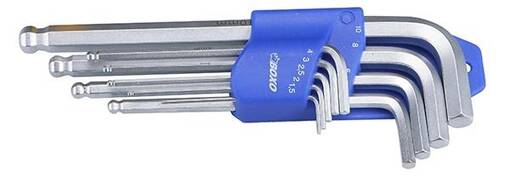 Kuusiokoloavainsarja, pallopää 1.5-10mm, -9 osainen - Kuusiokolo- ja Torx-avaimet - 100224 - 1