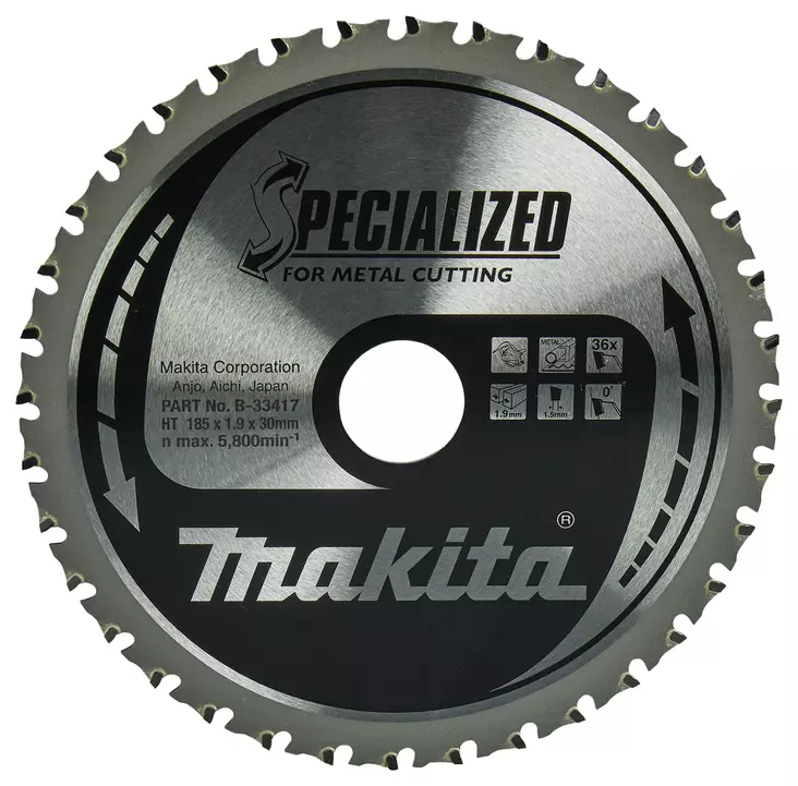Makita PyÃ¶rÃ¶sahanterÃ¤ Ã˜185 x 30 x 1,9 mm, Z-36 pehmeÃ¤lle terÃ¤kselle (B-33417) - Pyörösahanterät metallille - 100314 - 1