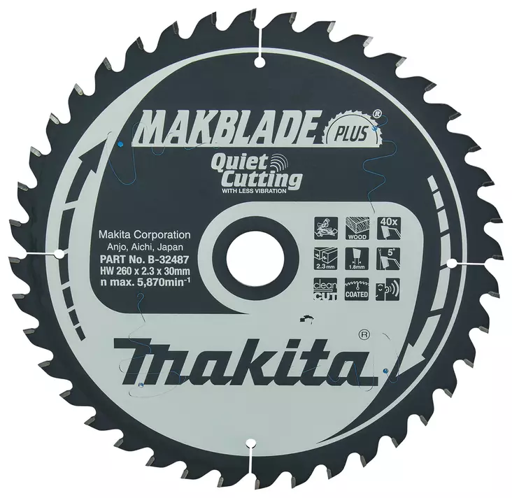 Makita Pyörösahanterä Ø260 x 30 x 2,3 mm puulle (B-32487) - Pyörösahanterät puulle - 104064 - 1