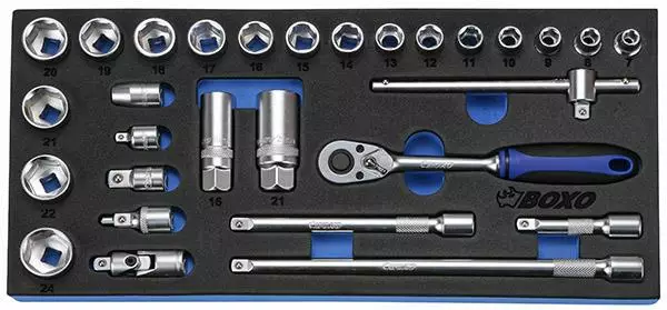 BOXO Hylsysarja 3/8" (284-BX002A) - Moduulit työkaluvaunuille - 945 - 1