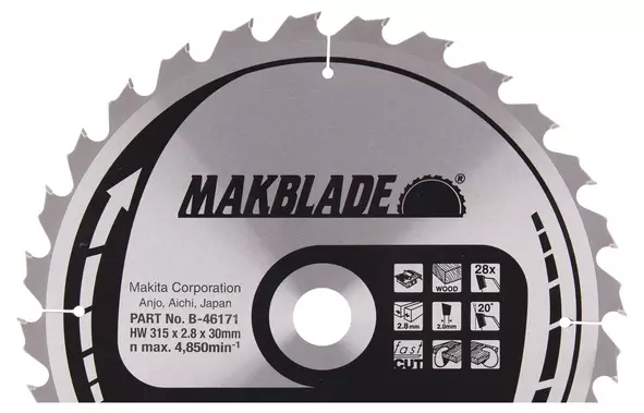 Makita Ø315/30mm, Z-28 Makita Pyörösahanterä puulle (B-46171) - Pyörösahanterät puulle - 103385 - 1