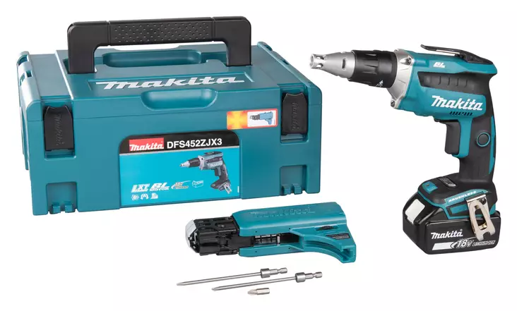 Makita DFS452ZJX3 NauharuuvinvÃ¤Ã¤nnin 18V LXT | 25â€“55 mm (Push-Drive, Sis. Makpac & LisÃ¤laite) - Makita akkunauharuuvaimet - 103905 - 1