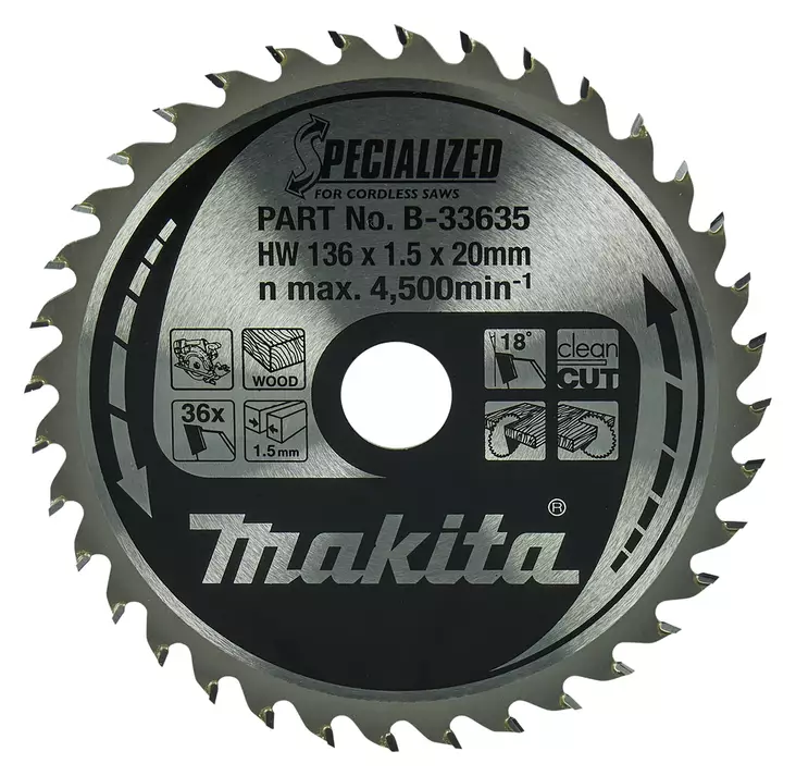 Makita PyÃ¶rÃ¶sahanterÃ¤ 136 x 20 x 1,5 mm, Z-36 puulle (B-33635) - Pyörösahanterät puulle - 100325 - 1