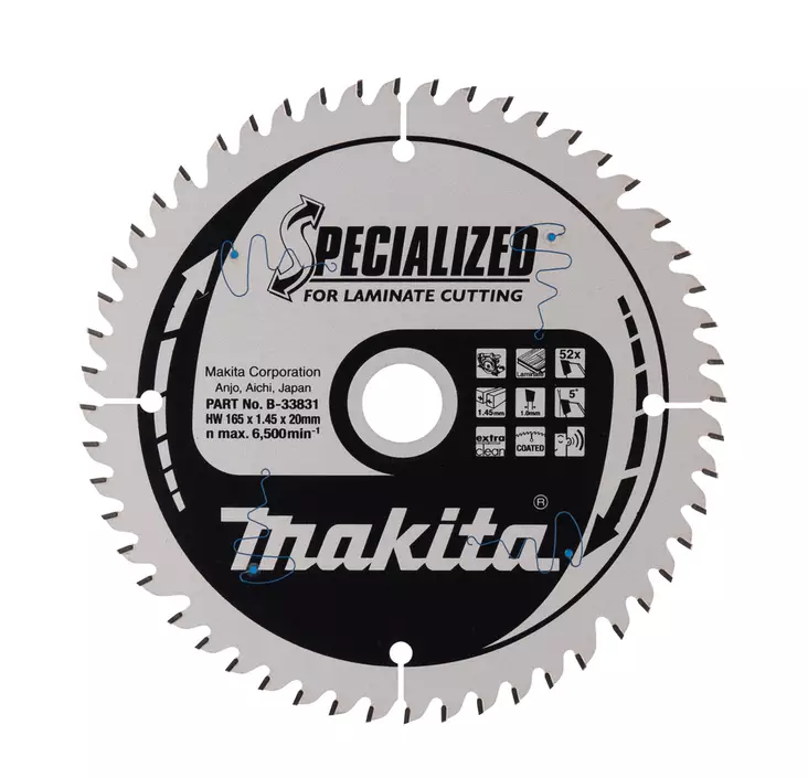 Makita Pyörösahanterä Ø165 x 20 x 1,5 mm, Z-52 laminaatille (B-33831) - Pyörösahanterät puulle - 100337 - 1