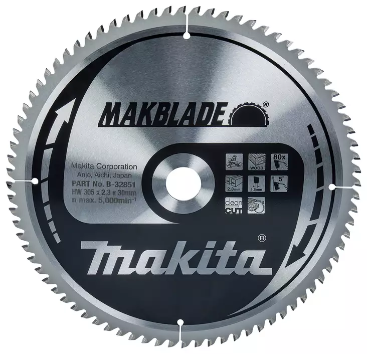 Makita Pyörösahanterä Ø305x30x2,3 mm, Z-80 Makblade (B-32851) - Pyörösahanterät puulle - 100377 - 1