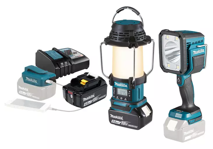 Makita Valmiuspaketti LXT 18V | DLX2512MX1 (Hakuvalo, Lyhtyradio, USB-lataus & 2x Akut) - Makita Akkuvalaisimet - 102217 - 1