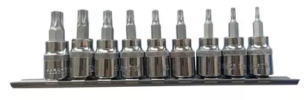 KING 5-Sakarainen Turva-Torx Hylsysarja 3/8" | TS10â€“TS50 (9-osainen, 5PT ReikÃ¤) - 3/8" Hylsysarjat - 101028 - 1