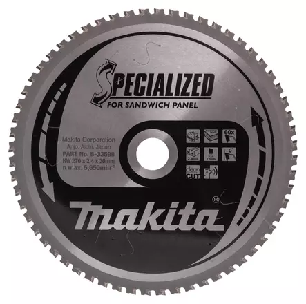 Makita Specialized Pyörösahanterä 270x30x2,4 mm Z-60 (B-33598) – Sandwich-elementeille - Pyörösahan erikoisterät - B-33598 - 1