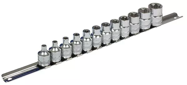 BOXO E-Torx Hylsysarja 3/8" Kiskossa | E4â€“E20 (12-osainen) - 3/8" Hylsysarjat - 104118 - 1