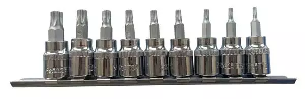 KING 5-Sakarainen Turva-Torx Hylsysarja 3/8" | TS10â€“TS50 (9-osainen, 5PT ReikÃ¤) - 3/8" Hylsysarjat - 101028 - 1