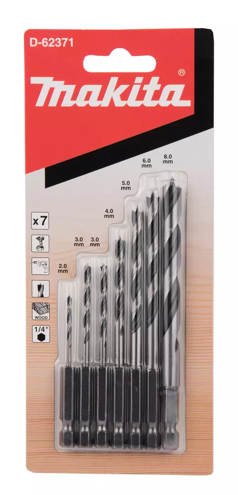 Makita PuuporanterÃ¤sarja 1/4" BITS, 7-osaa (D-62371) - Poranteräsarjat - 105108 - 2