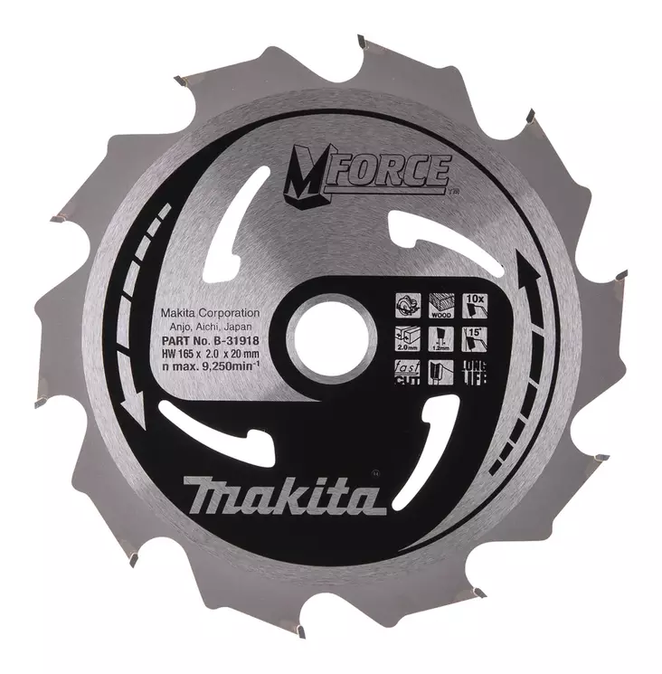 Makita PyÃ¶rÃ¶sahanterÃ¤ Ã˜165 x 20 x 2,0 mm, Z-10 puulle (B-31918) - Pyörösahanterät puulle - 100328 - 1