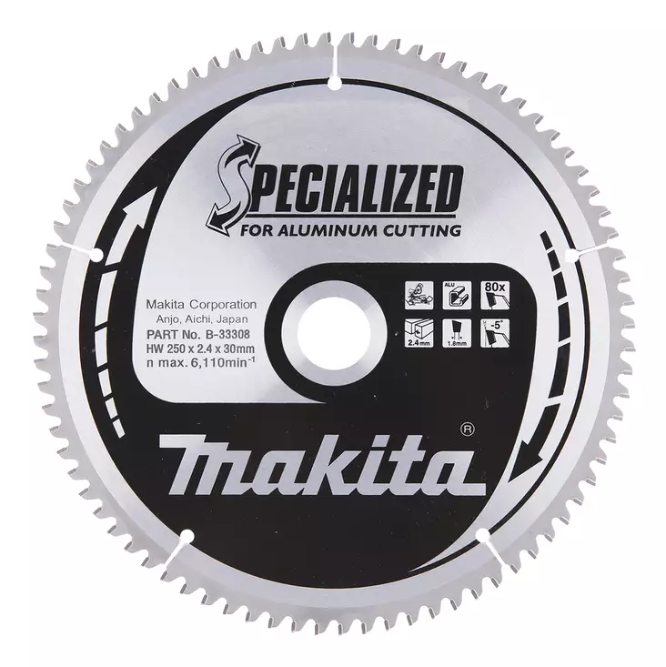 Makita PyÃ¶rÃ¶sahanterÃ¤ Ã˜250 x 30 x 2,4 mm, Z-80 alumiinille (B-33308) - Pyörösahanterät alumiinille - 100308 - 1