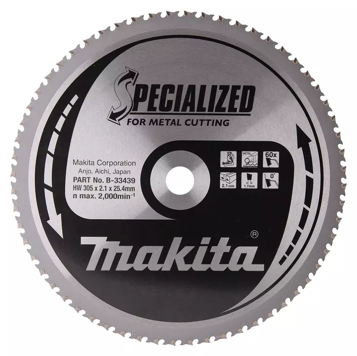 Makita PyÃ¶rÃ¶sahanterÃ¤ Ã˜305 x 25,4 x 2,1 mm, Z-60 (B-33439) - Pyörösahanterät metallille - 100318 - 1