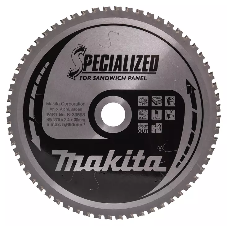 Makita Specialized Pyörösahanterä 270x30x2,4 mm Z-60 (B-33598) – Sandwich-elementeille - Pyörösahan erikoisterät - B-33598 - 1