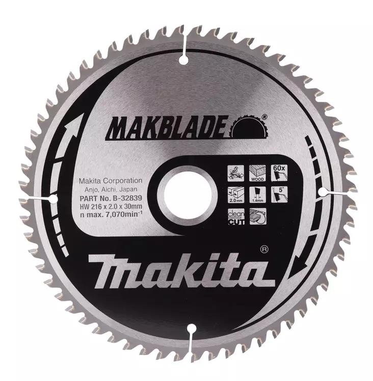 Makita Pyörösahanterä Ø216 x 30 x 2,0 mm, Z-60 puulle (B-32839) - Pyörösahanterät puulle - 100359 - 1