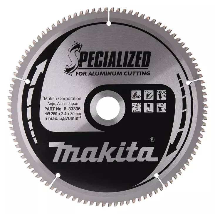 Makita Pyörösahanterä Ø260 x 30 x 2,3 mm, Z-100 (B-33336) - Pyörösahanterät alumiinille - 100309 - 1